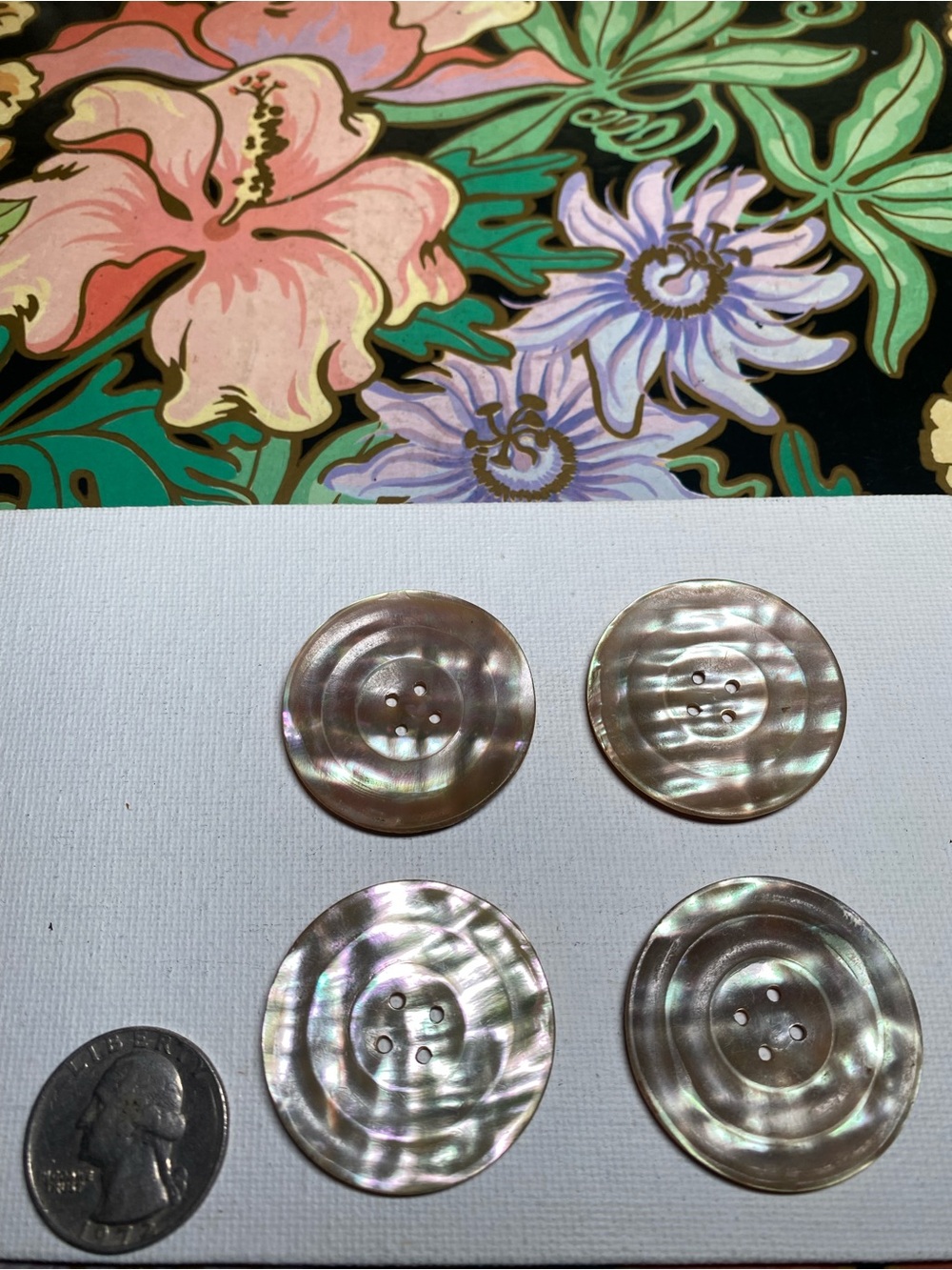Vintage Iridescent Mother of Pearl Buttons - Set of 4